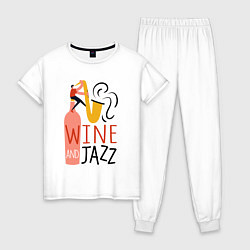 Пижама хлопковая женская Винишко и джаз, цвет: белый