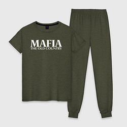 Пижама хлопковая женская Mafia the old country logo, цвет: меланж-хаки