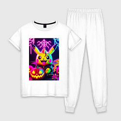 Женская пижама Зомби Пикачу с тыквой - неоновое свечение
