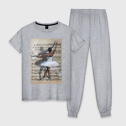 Женская пижама Балет ноты / Меланж – фото 1