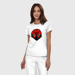 Пижама хлопковая женская Олень на фоне гор, цвет: белый — фото 2