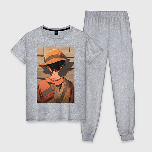 Женская пижама Ван-Пис Луффи стенгазета / Меланж – фото 1