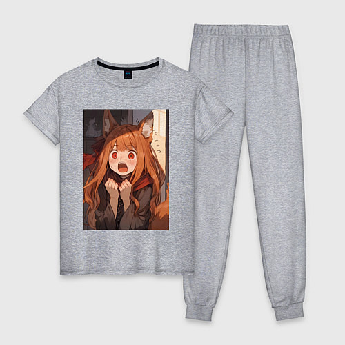 Женская пижама Волчица и пряности Холо удивление / Меланж – фото 1