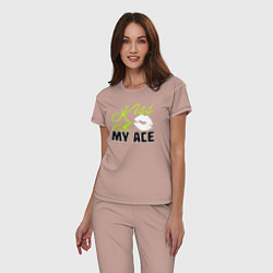 Пижама хлопковая женская Поцелуй мой эйс, цвет: пыльно-розовый — фото 2