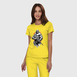 Пижама хлопковая женская Античный воин с АК-47, цвет: желтый — фото 2