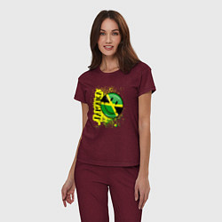 Пижама хлопковая женская Jamaica smile, цвет: меланж-бордовый — фото 2