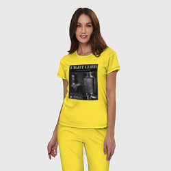 Пижама хлопковая женская Бойцовский клуб постер, цвет: желтый — фото 2
