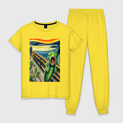 Женская пижама Кузнечик кричит на картине Эдварда Мунка - мем иск