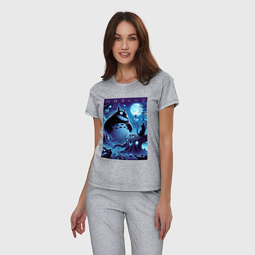 Женская пижама Тоторо в сказочном лесу в ночь на хэллоуин / Меланж – фото 3