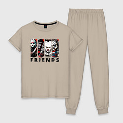 Пижама хлопковая женская Halloween friends black friday, цвет: миндальный