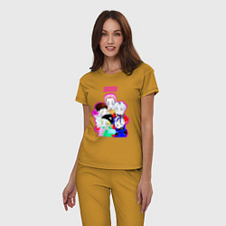 Пижама хлопковая женская Big bang в аниме стиле, цвет: горчичный — фото 2