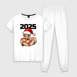 Женская пижама Милая змейка в новогодней шапочке