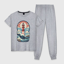 Женская пижама Маяк в море и волны
