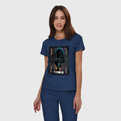 Пижама хлопковая женская Fenrir black vinyl, цвет: тёмно-синий — фото 2