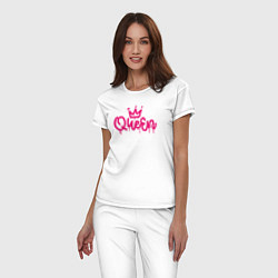 Пижама хлопковая женская Pink queen, цвет: белый — фото 2