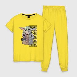 Пижама хлопковая женская Unknown specis - Baby Yoda, цвет: желтый