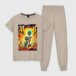 Женская пижама Морти и Рик - скелеты