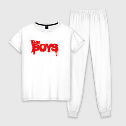 Пижама хлопковая женская Пацаны граффити лого, цвет: белый