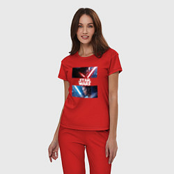 Пижама хлопковая женская Звездные войны - Пробуждение силы, цвет: красный — фото 2