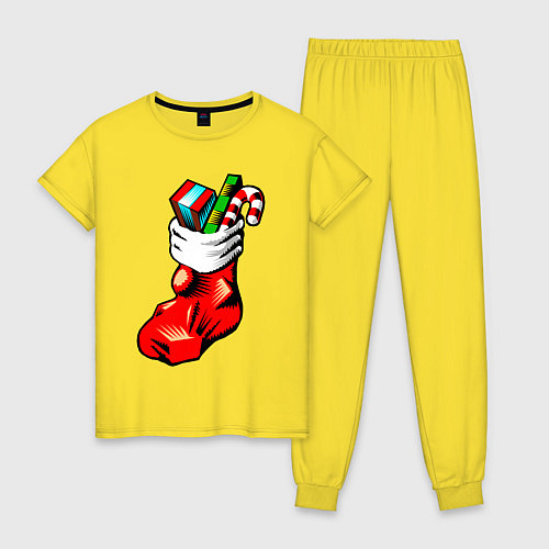 Женская пижама Рождественский чулок / Желтый – фото 1