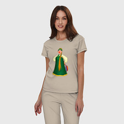 Пижама хлопковая женская Баба, цвет: миндальный — фото 2