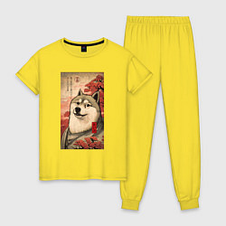 Пижама хлопковая женская Doge meme - japan style, цвет: желтый