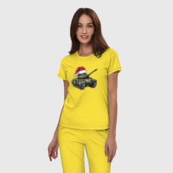 Пижама хлопковая женская Новогодний танк, цвет: желтый — фото 2