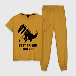 Пижама хлопковая женская Godzilla best friend, цвет: горчичный