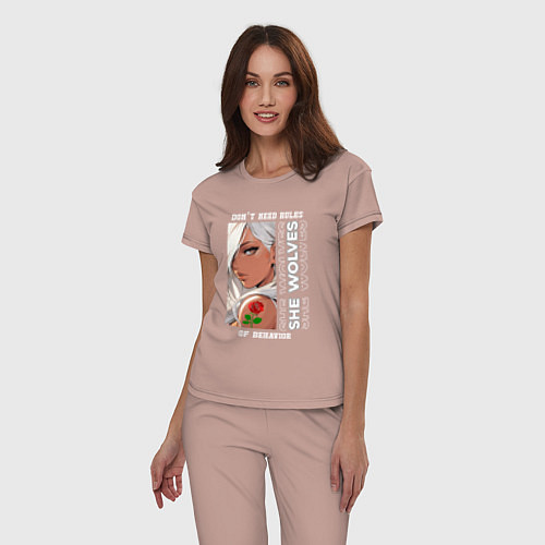 Женская пижама Девушка из аниме с розой / Пыльно-розовый – фото 3