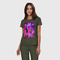 Пижама хлопковая женская Rick and Morty - neon fantasy, цвет: меланж-хаки — фото 2