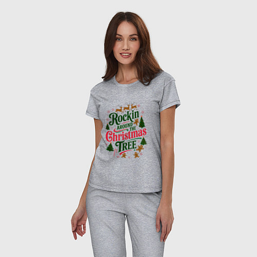 Женская пижама Новогодняя атмосфера rockin around the christmas t / Меланж – фото 3