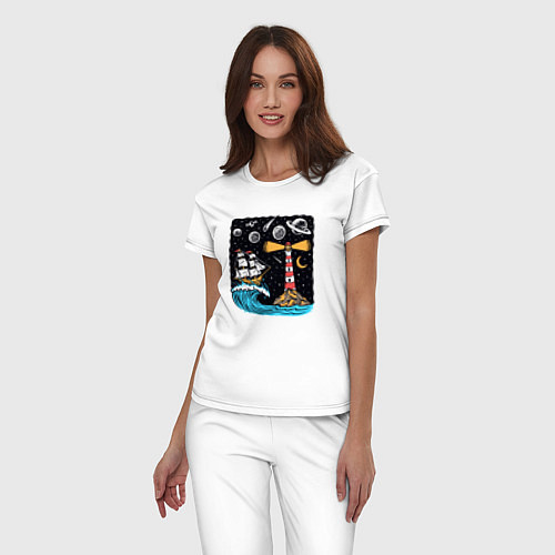 Женская пижама Маяк и парусник / Белый – фото 3