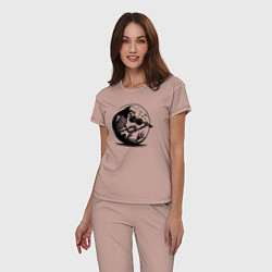 Пижама хлопковая женская Скелет скрипач, цвет: пыльно-розовый — фото 2