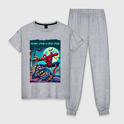 Женская пижама Чувак паук против чувака летучей мыши - нейроарт п