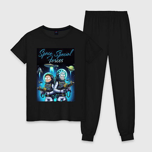 Женская пижама Rick and Morty - space special forces / Черный – фото 1