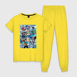 Пижама хлопковая женская Gong gong gong, цвет: желтый