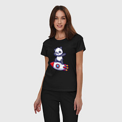 Пижама хлопковая женская Rocket panda, цвет: черный — фото 2