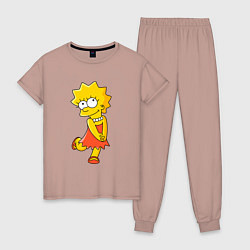 Пижама хлопковая женская Lisa Simpson, цвет: пыльно-розовый