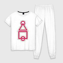 Пижама хлопковая женская Символы игры в кальмара, цвет: белый