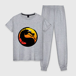 Пижама хлопковая женская Mortal kombat logo, цвет: меланж