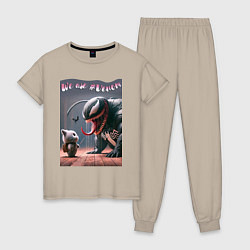 Женская пижама Мультяшные Веном и котёнок - мем