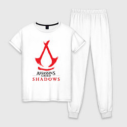 Пижама хлопковая женская Assassins Creed Shadows - badge, цвет: белый