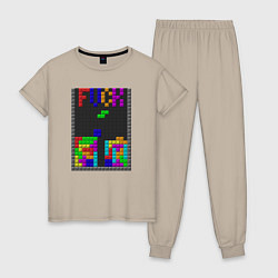 Пижама хлопковая женская Tetris, цвет: миндальный