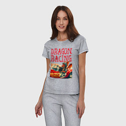 Пижама хлопковая женская Dragon cool racer - ai art, цвет: меланж — фото 2