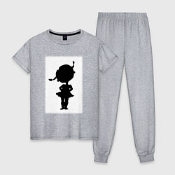 Женская пижама Силуэт поцелуй она - для пары