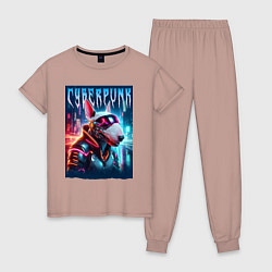 Женская пижама Dude bull terrier - cyberpunk