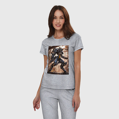 Женская пижама Пилот с огромным мехом / Меланж – фото 3