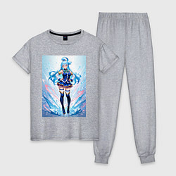 Пижама хлопковая женская Богиня Аква Коносуба, цвет: меланж