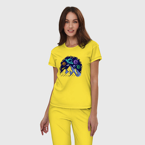 Женская пижама Космос над горами / Желтый – фото 3