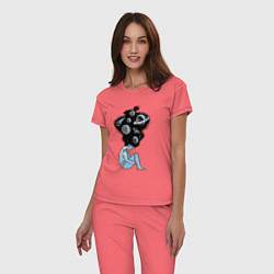 Пижама хлопковая женская Космическая девушка, цвет: коралловый — фото 2